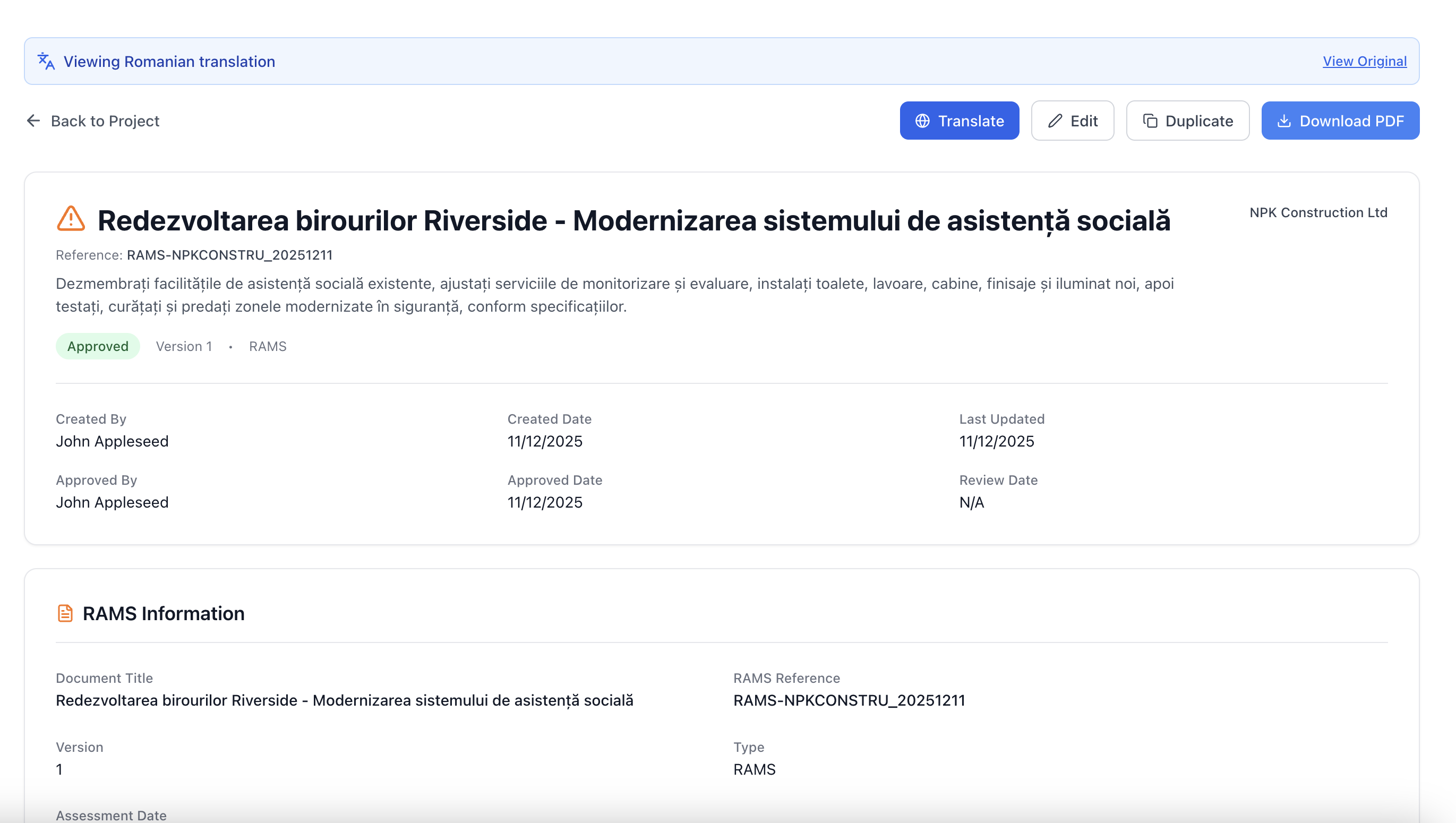Safety Mate® language translation