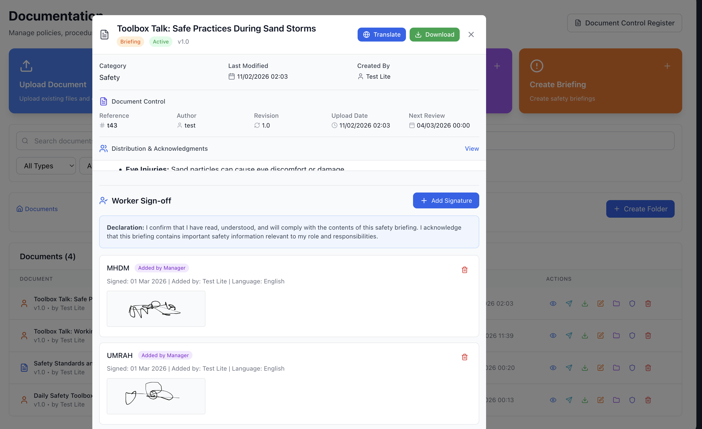 Safety Mate digital signatures and records